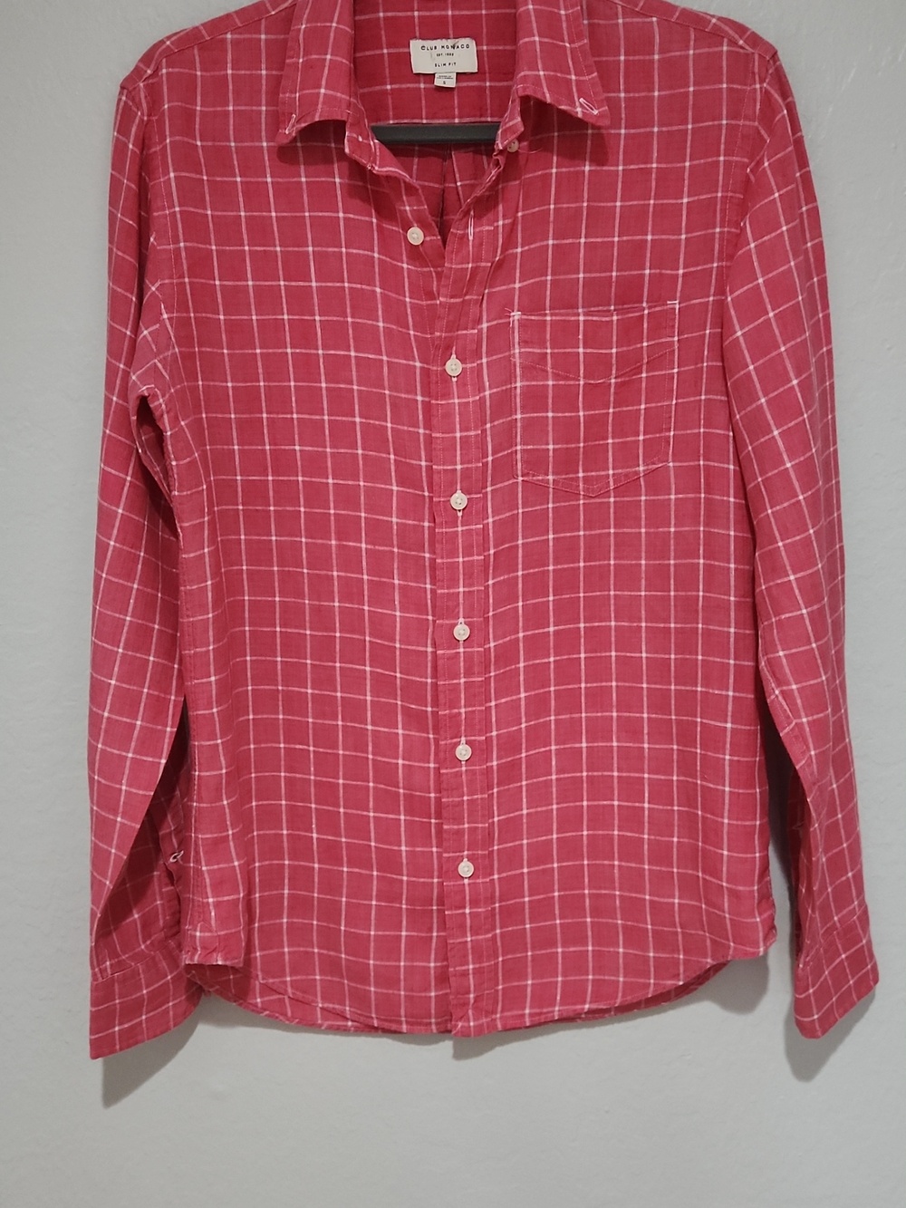 Club Monaco Linen 100% Shirt Men's Small Button Up Beach Vacation Spring Summer